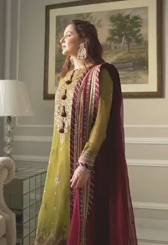3 Piece Stitched Chiffon Embroidery Dress - Ready To Wear