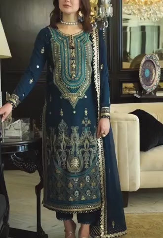 3 Piece Stitched Chiffon Embroidery Dress - Ready To Wear